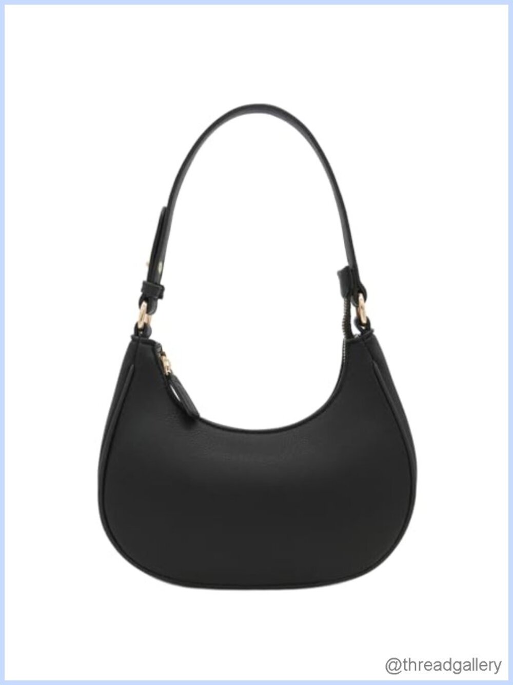 Crescent Shoulder Bag PU Leather Zipper Hobo Purse Everyday Handbag